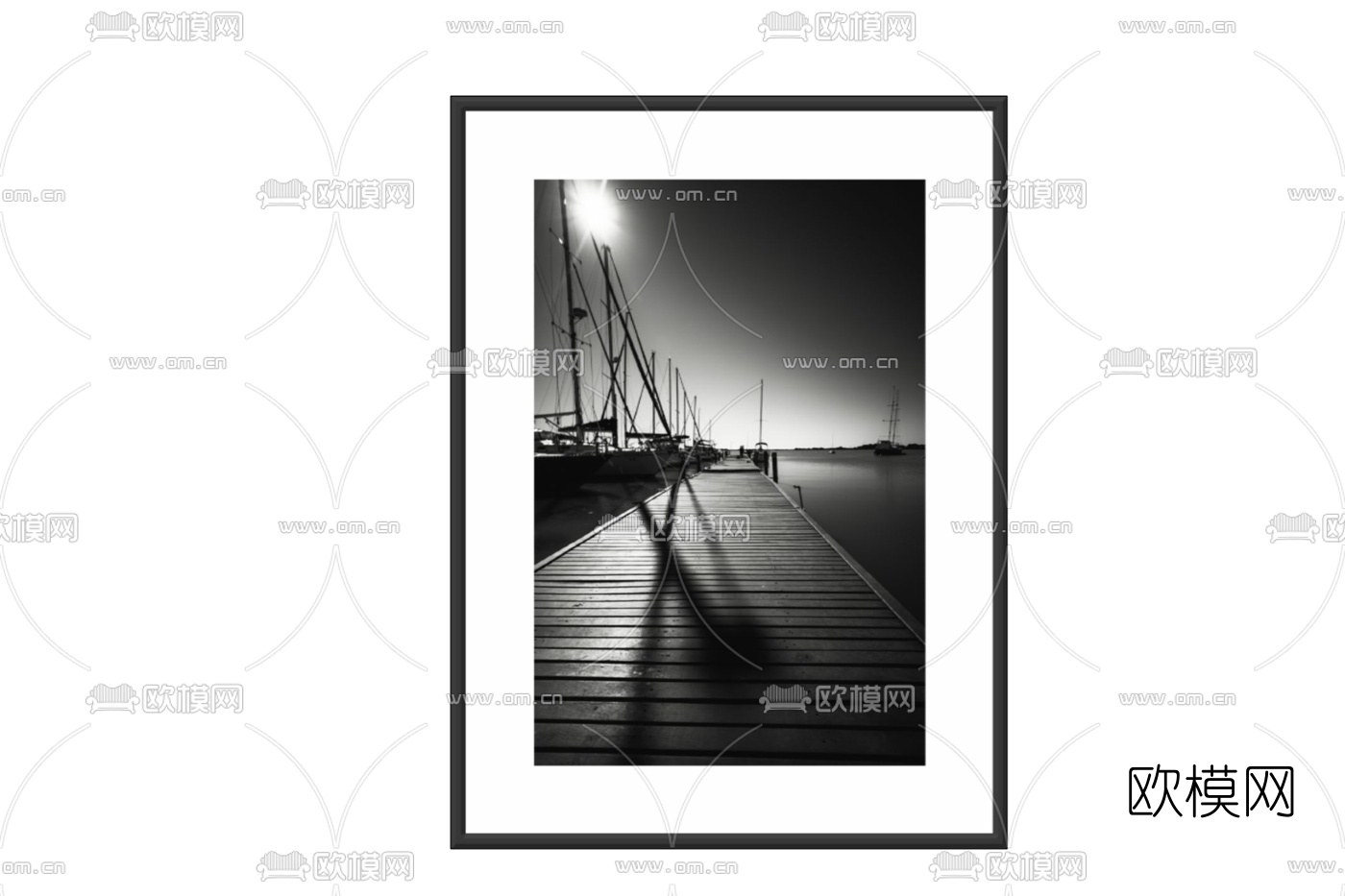 现代海边装饰画免费su模型下载