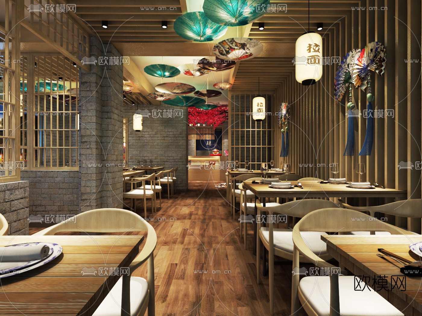 日式拉面馆免费3d模型下载（渲染图6）