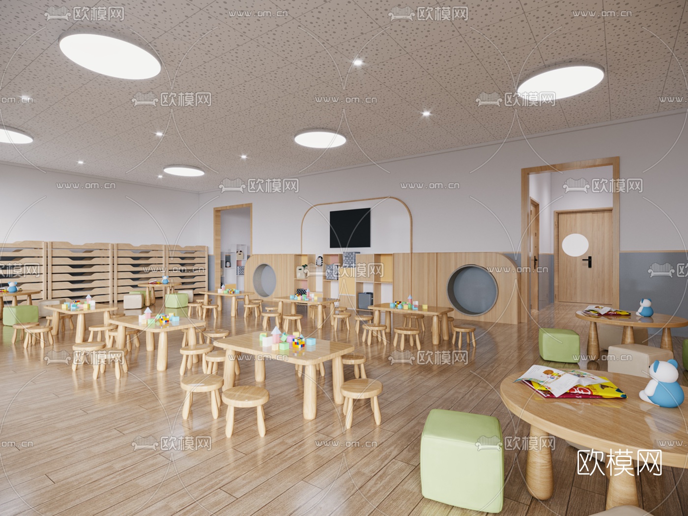 现代幼儿园教室卫生间3d模型下载（渲染图2）