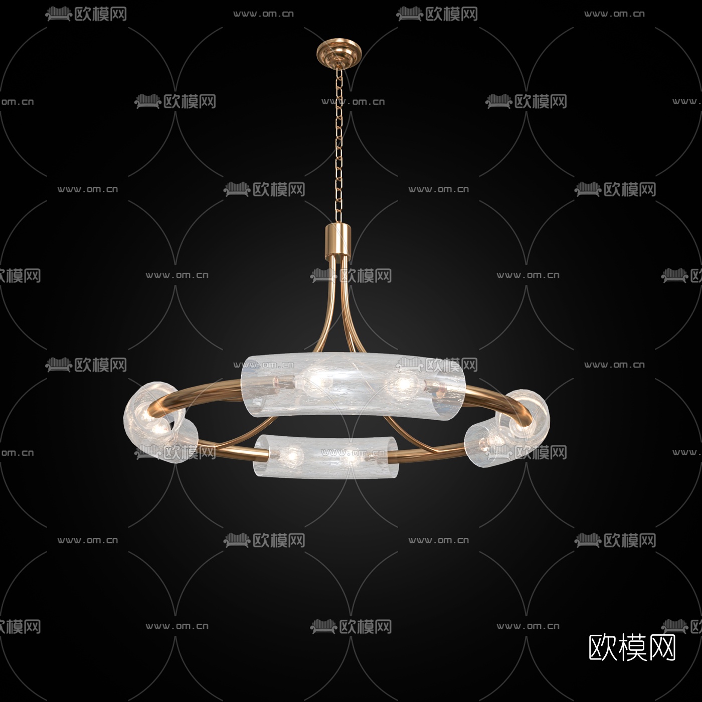 现代轻奢水晶吊灯3d模型下载（渲染图2）