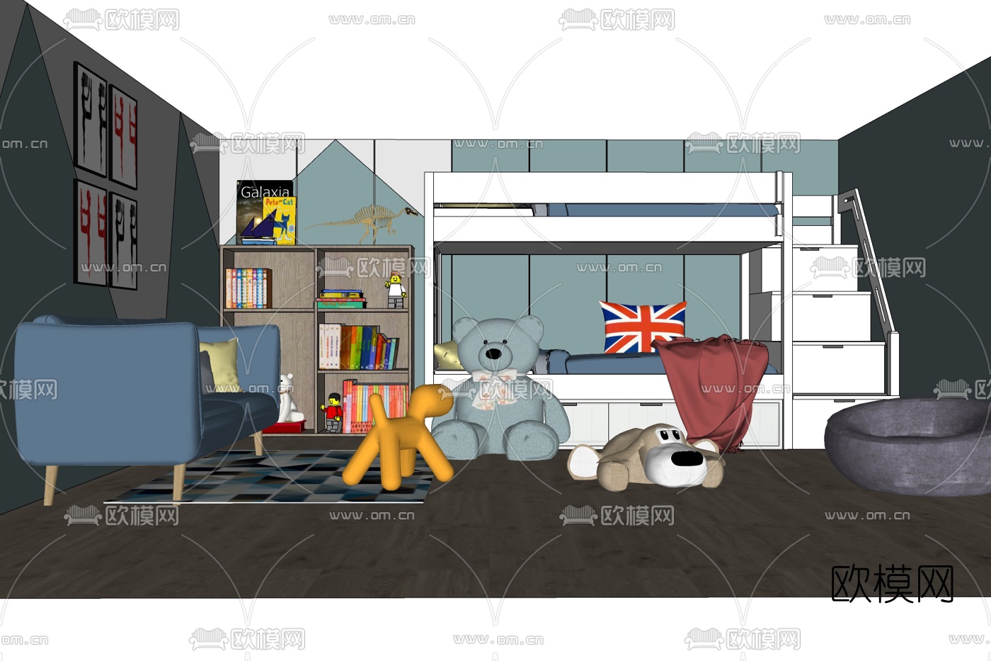 北欧儿童房免费su模型下载