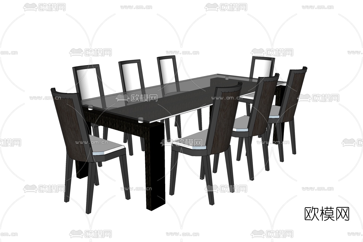 现代餐桌椅免费su模型下载
