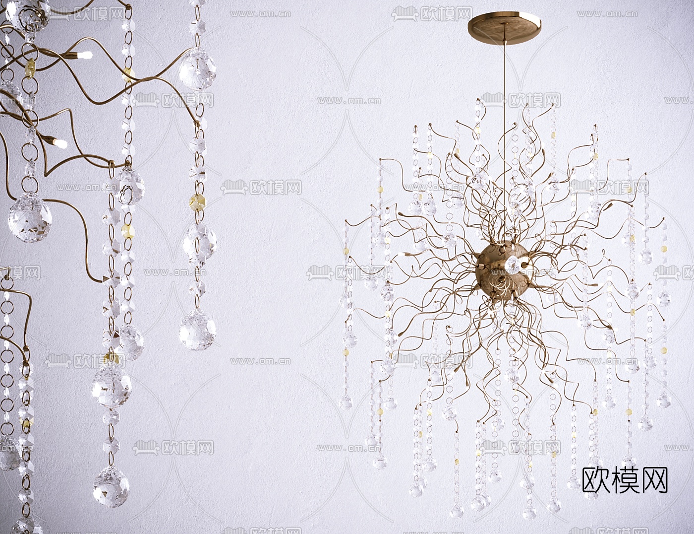 现代枝状水晶装饰灯3d模型下载
