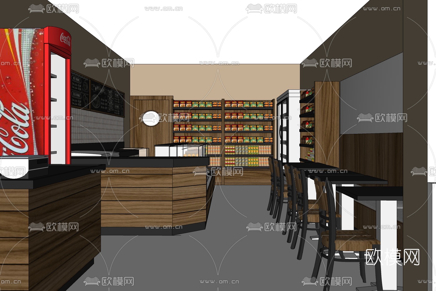 现代奶茶店免费su模型下载