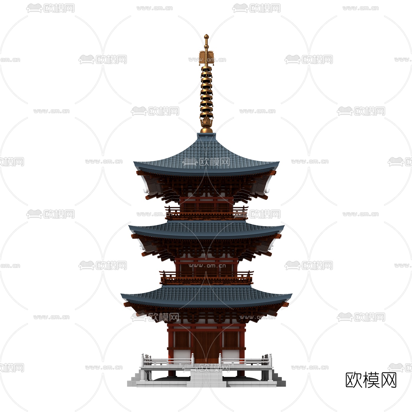 中式古建塔楼佛塔3d模型