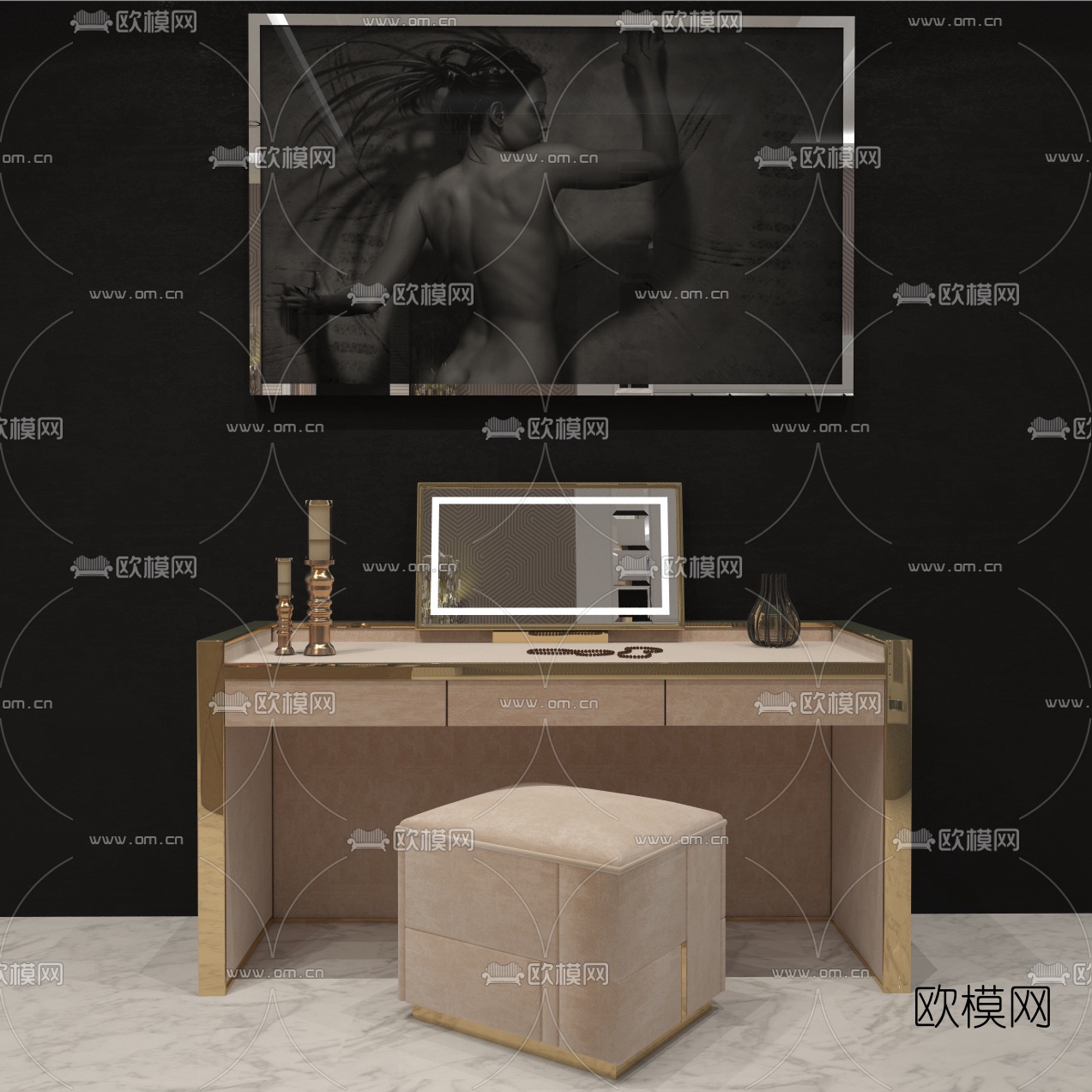 后现代装饰柜衣柜梳妆台3d模型