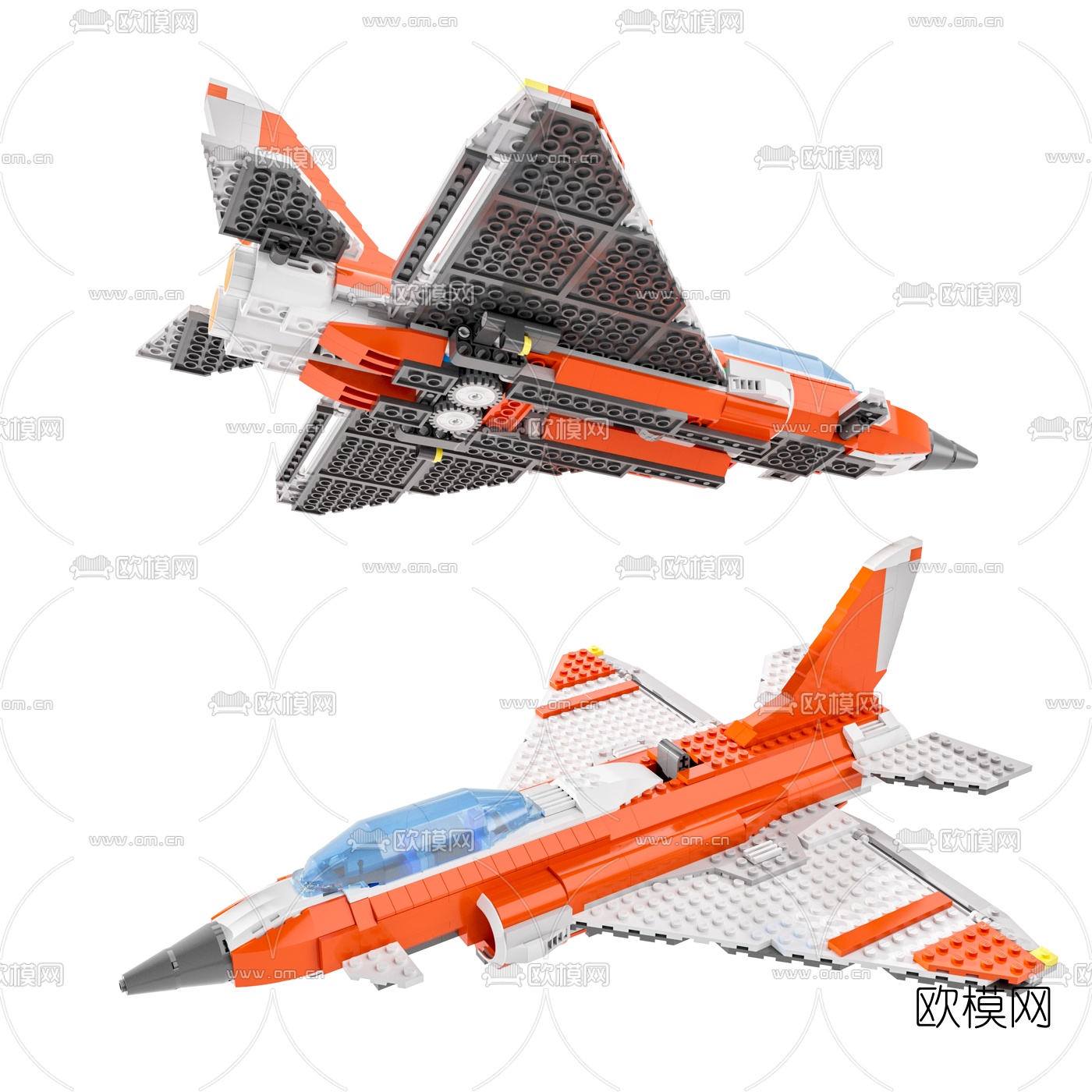 现代飞机乐高积木玩具3d模型下载（渲染图3）