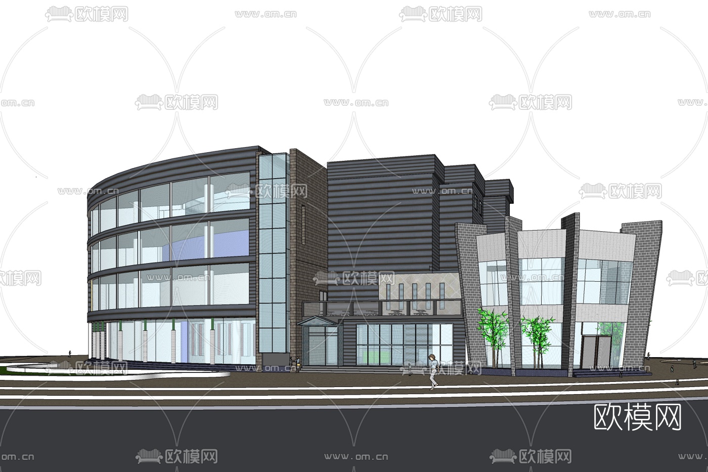 现代办公楼免费su模型下载_ID10389886_sketchup模型下载-欧模网