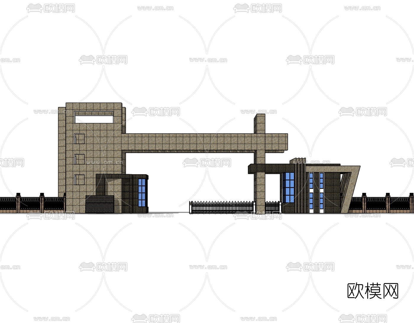 现代建筑门头免费su模型下载