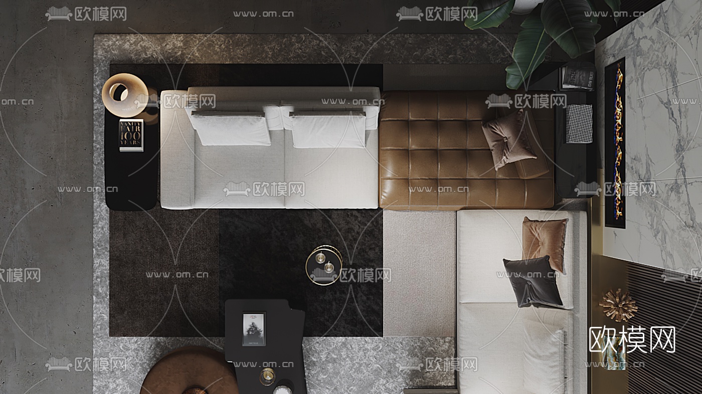 minotti现代布艺沙发组合3d模型