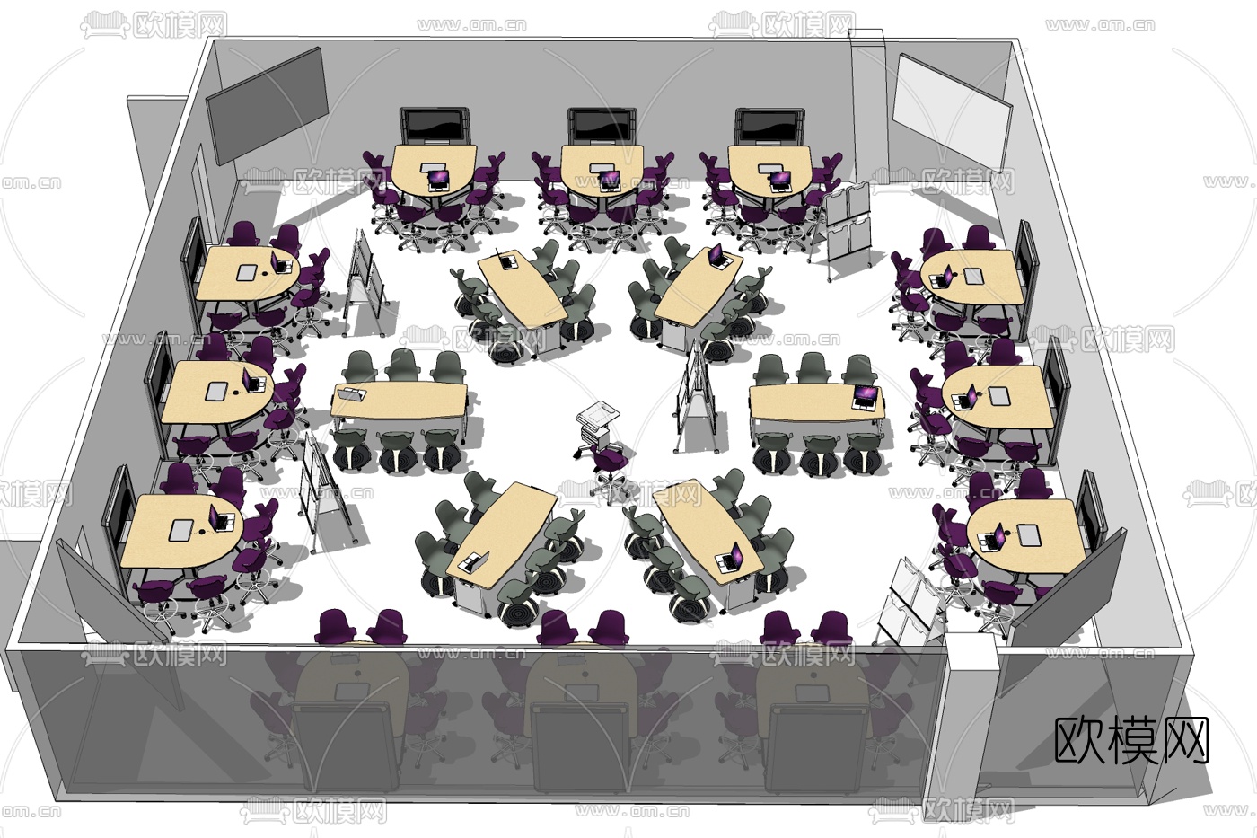 现代会议室免费su模型下载