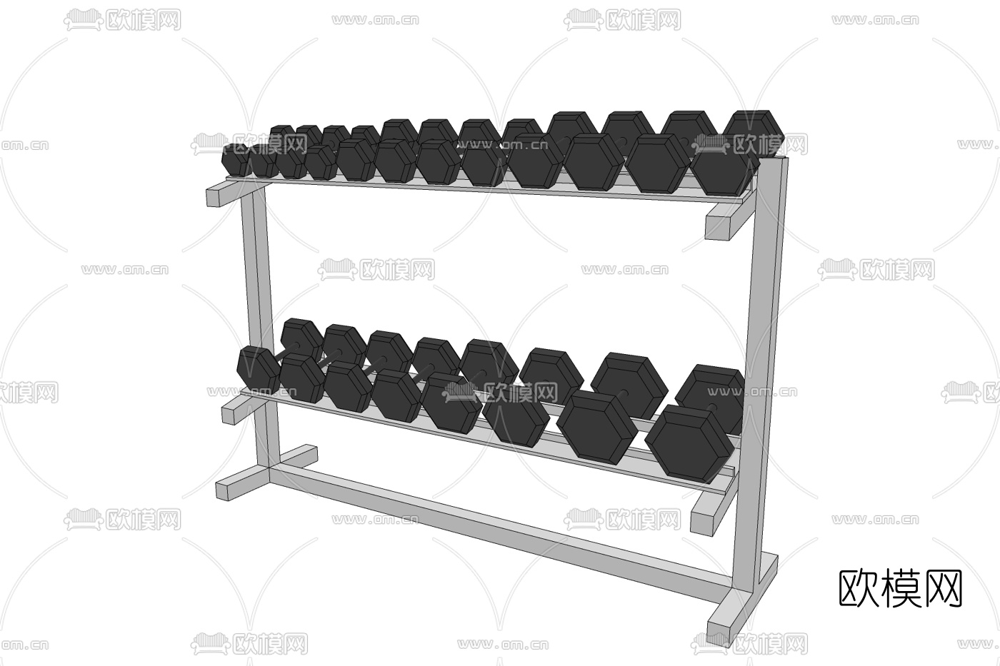 现代健身器材免费su模型下载