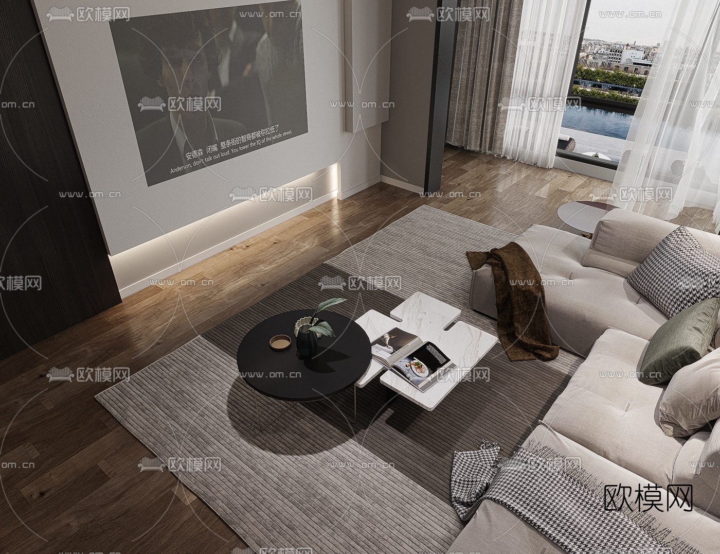 现代客厅餐厅3d模型