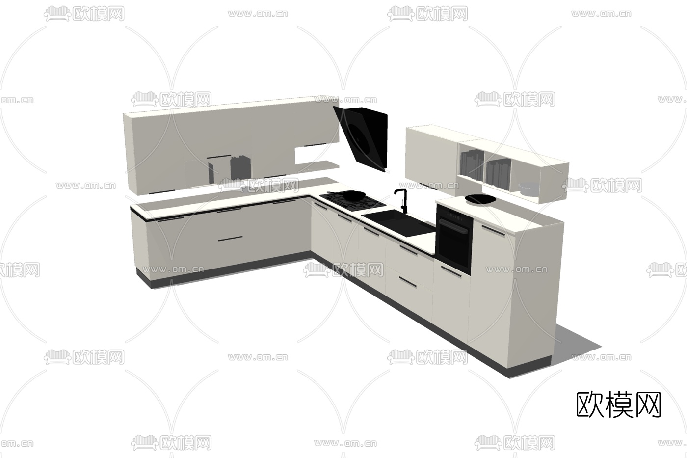 现代橱柜免费su模型下载