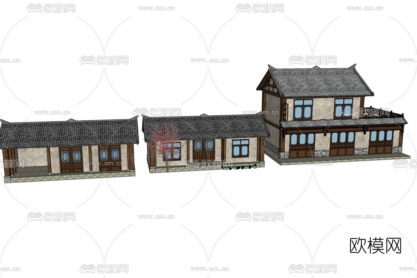 中式古建住宅免费su模型下载