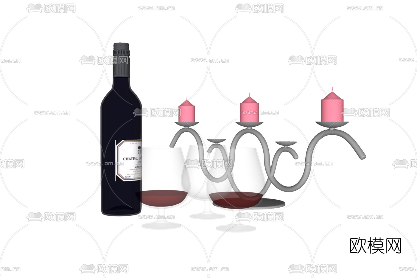 现代红酒红酒杯免费su模型下载