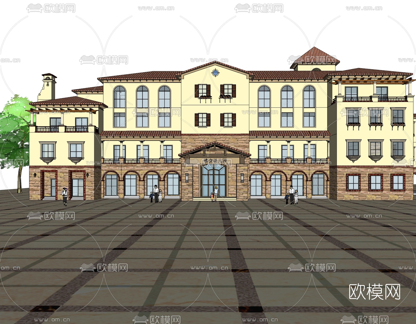 欧式幼儿园免费su模型下载（渲染图1）