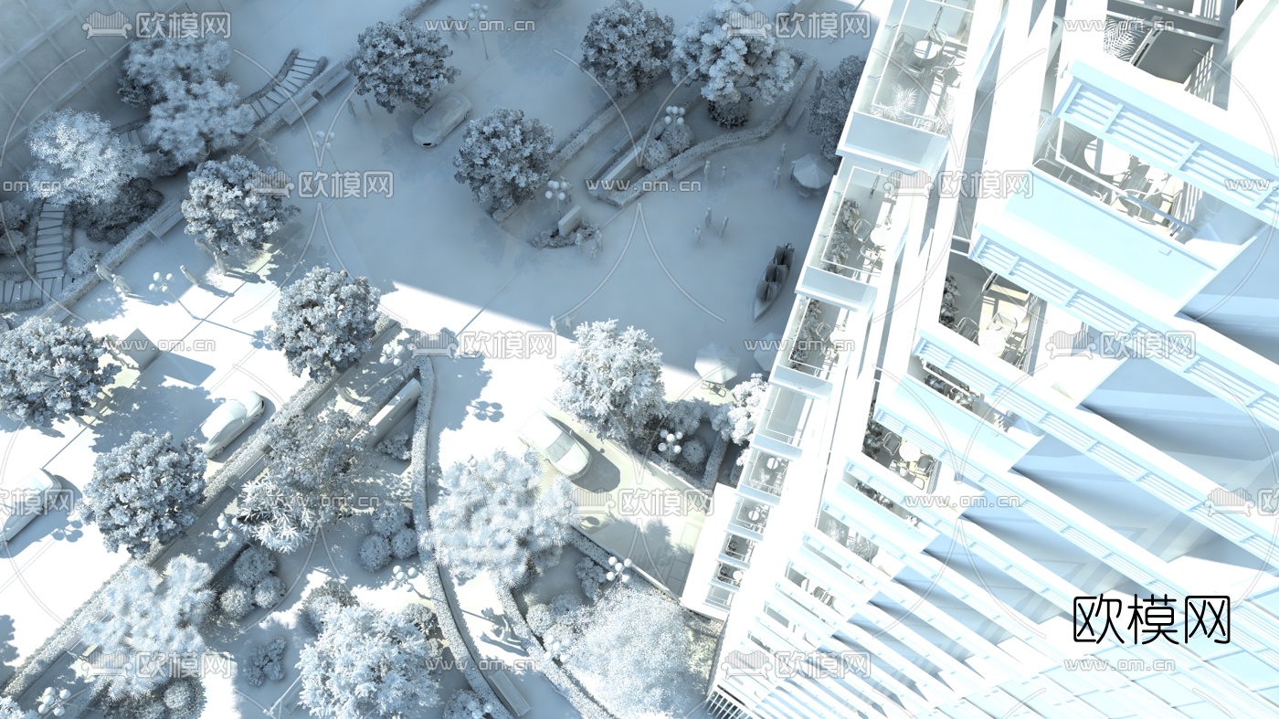现代道路园林景观鸟瞰规划3d模型