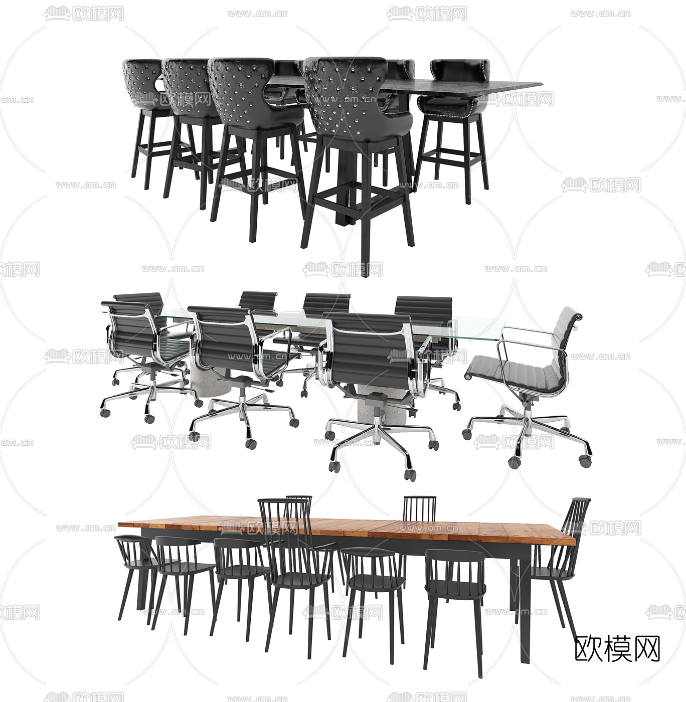 现代办公会议台3d模型下载