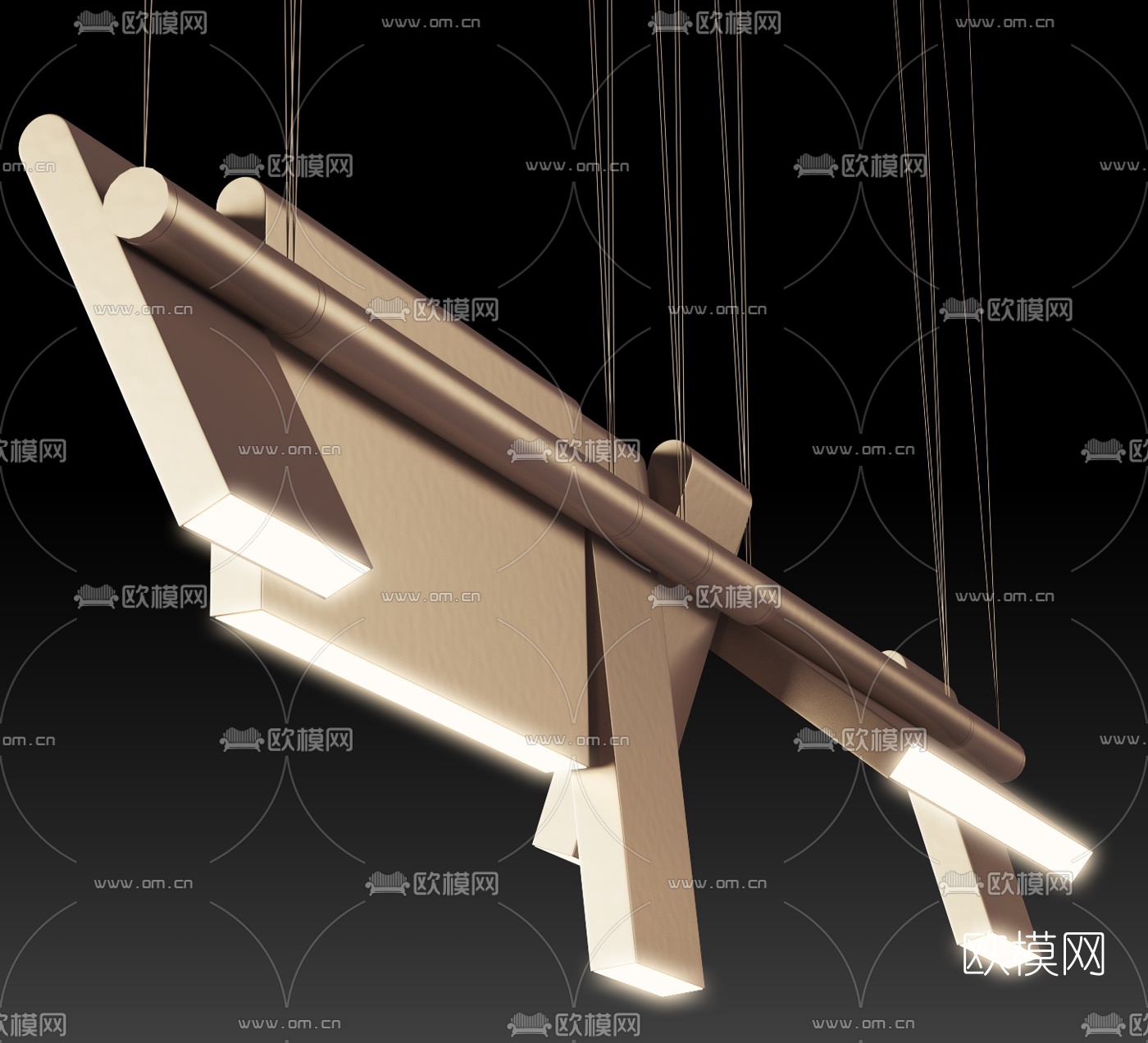 现代金属吊灯组合3d模型