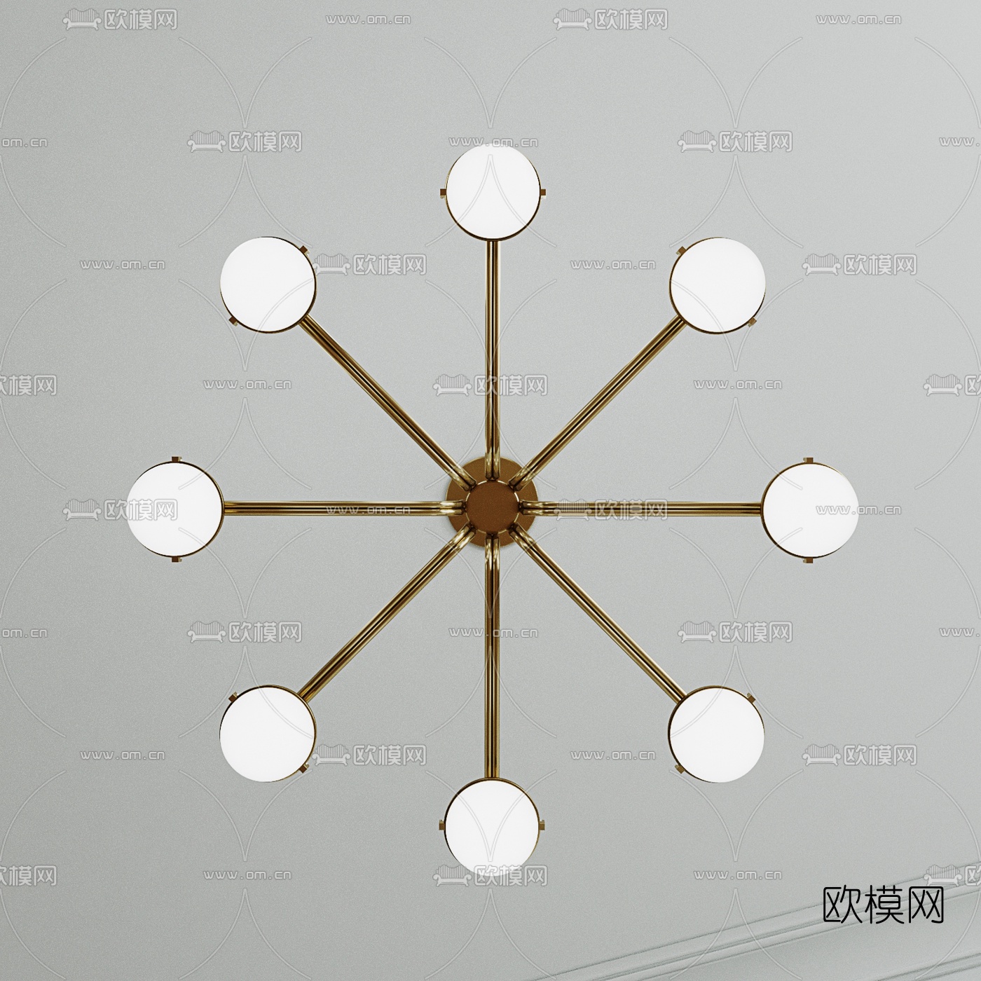 现代多头金属 吊灯3d模型