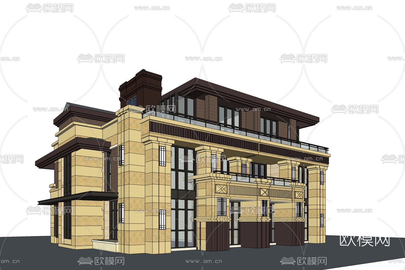 新古典独栋别墅免费su模型下载