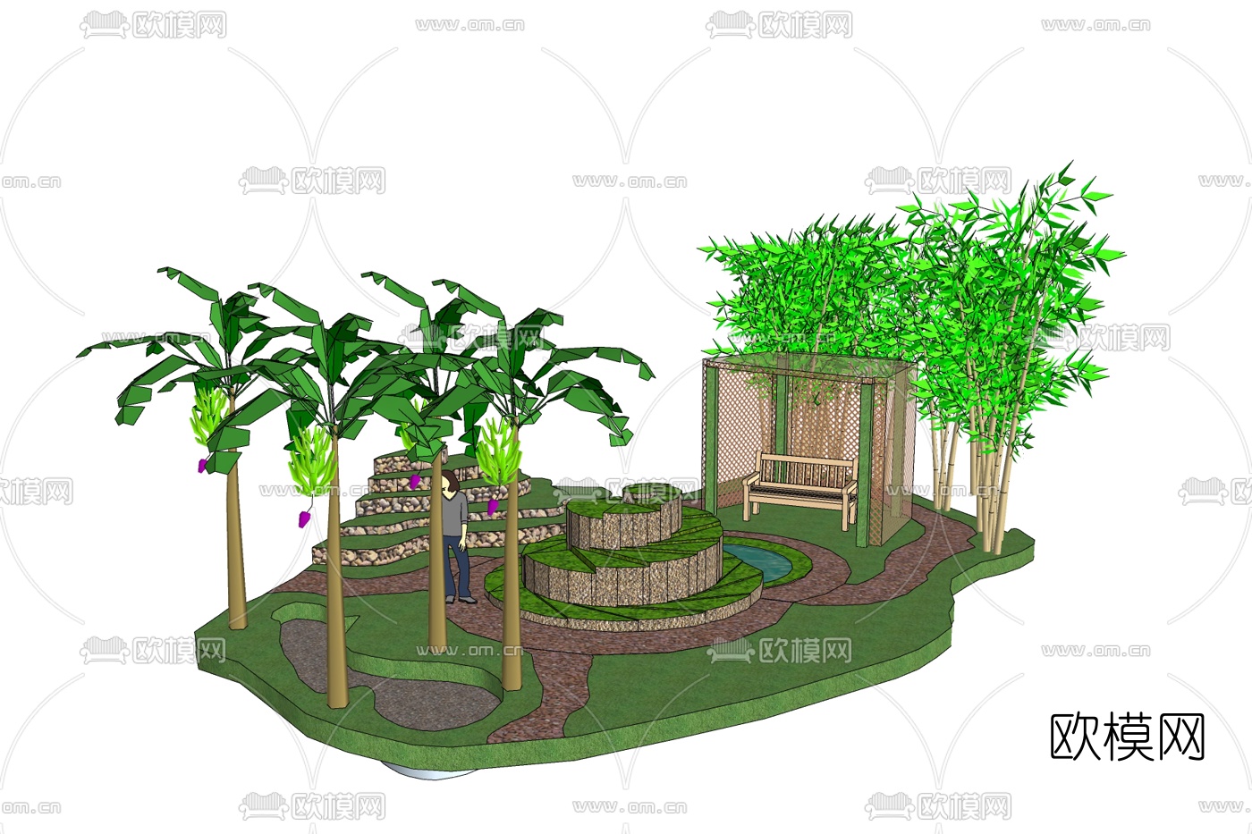 现代园林景观免费su模型下载