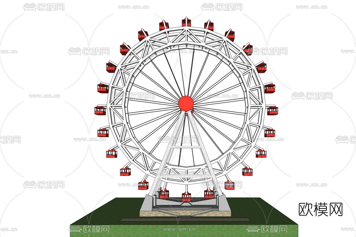 现代摩天轮免费su模型下载