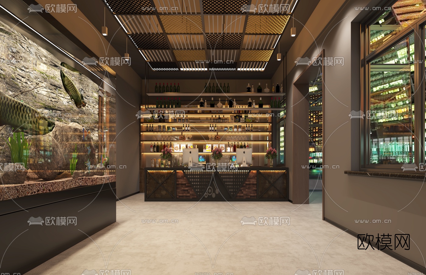 工业风串串火锅店免费3d模型