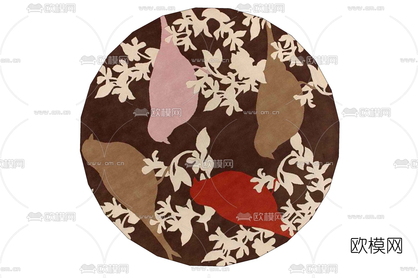 新中式布艺地毯免费su模型下载