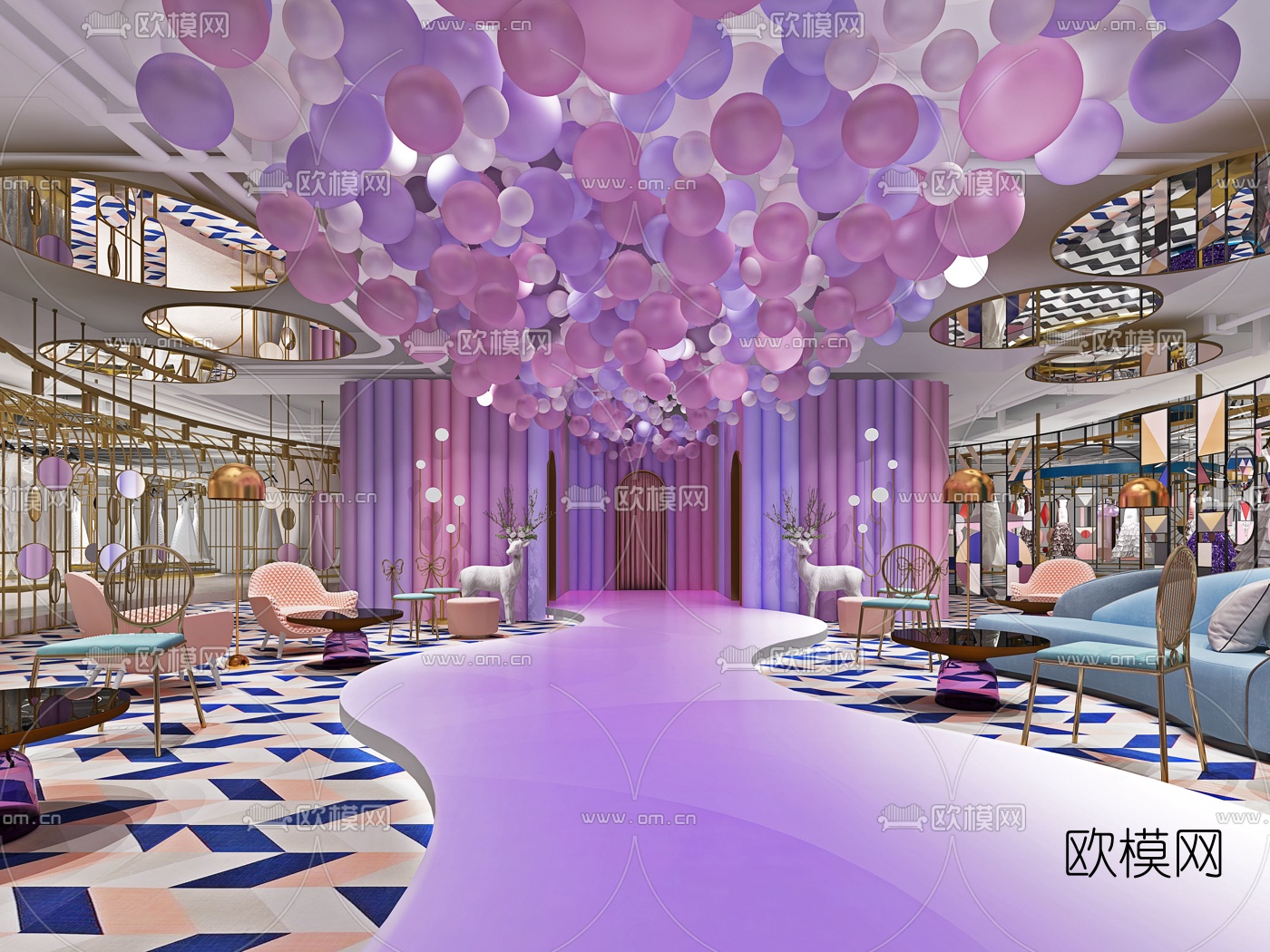 现代轻奢婚纱店3d模型