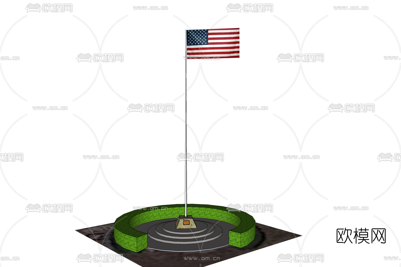 现代国旗旗帜免费su模型下载