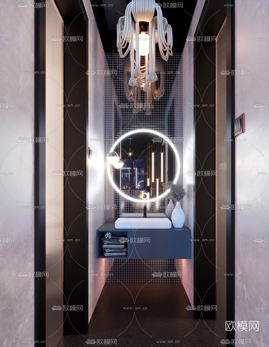 工业风卫生间洗手台3d模型下载