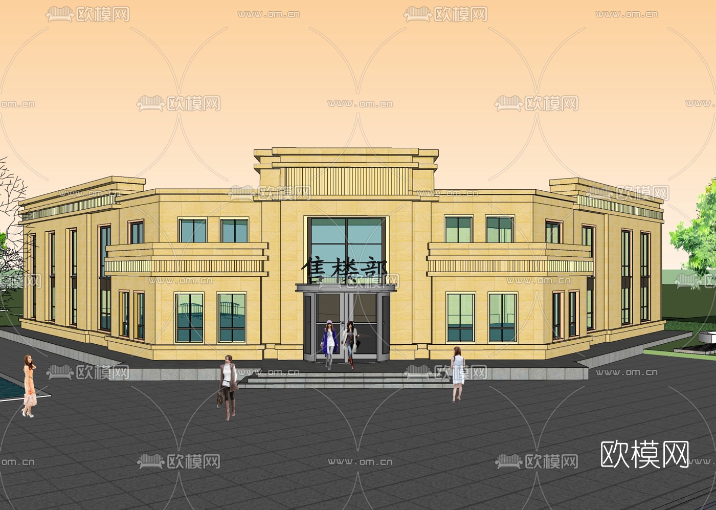 新古典售楼处免费su模型下载