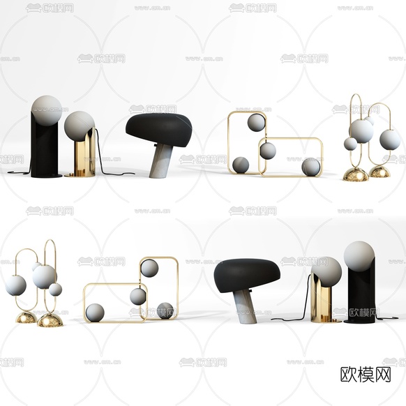 现代轻奢台灯3d模型下载