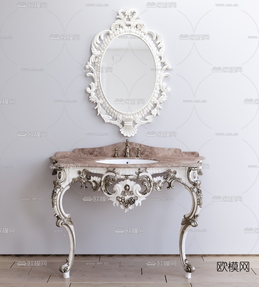 欧式雕花洗手台3d模型下载