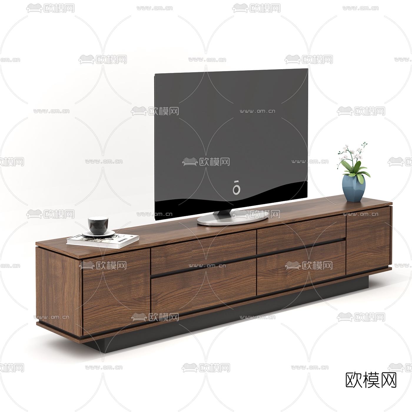 现代实木电视柜3d模型