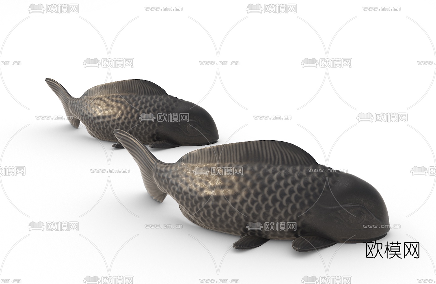 现代金属鱼雕塑摆件3d模型