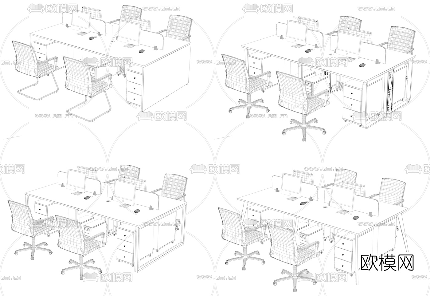 现代办公桌椅员工位桌椅3d模型