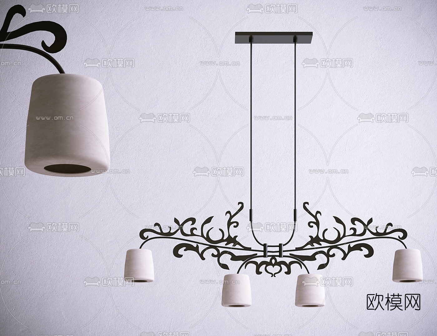 简欧金属多头吊灯3d模型下载