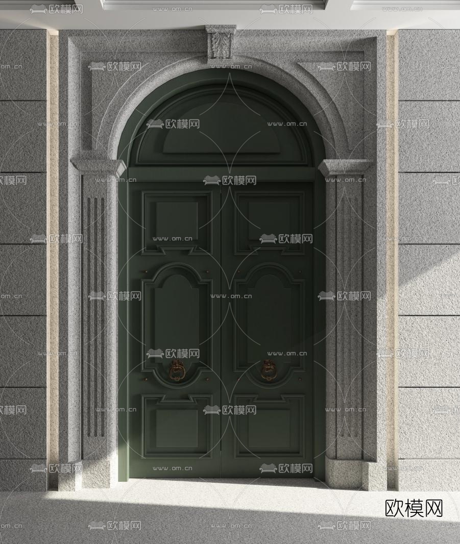 欧式石雕拱形双开大门3d模型