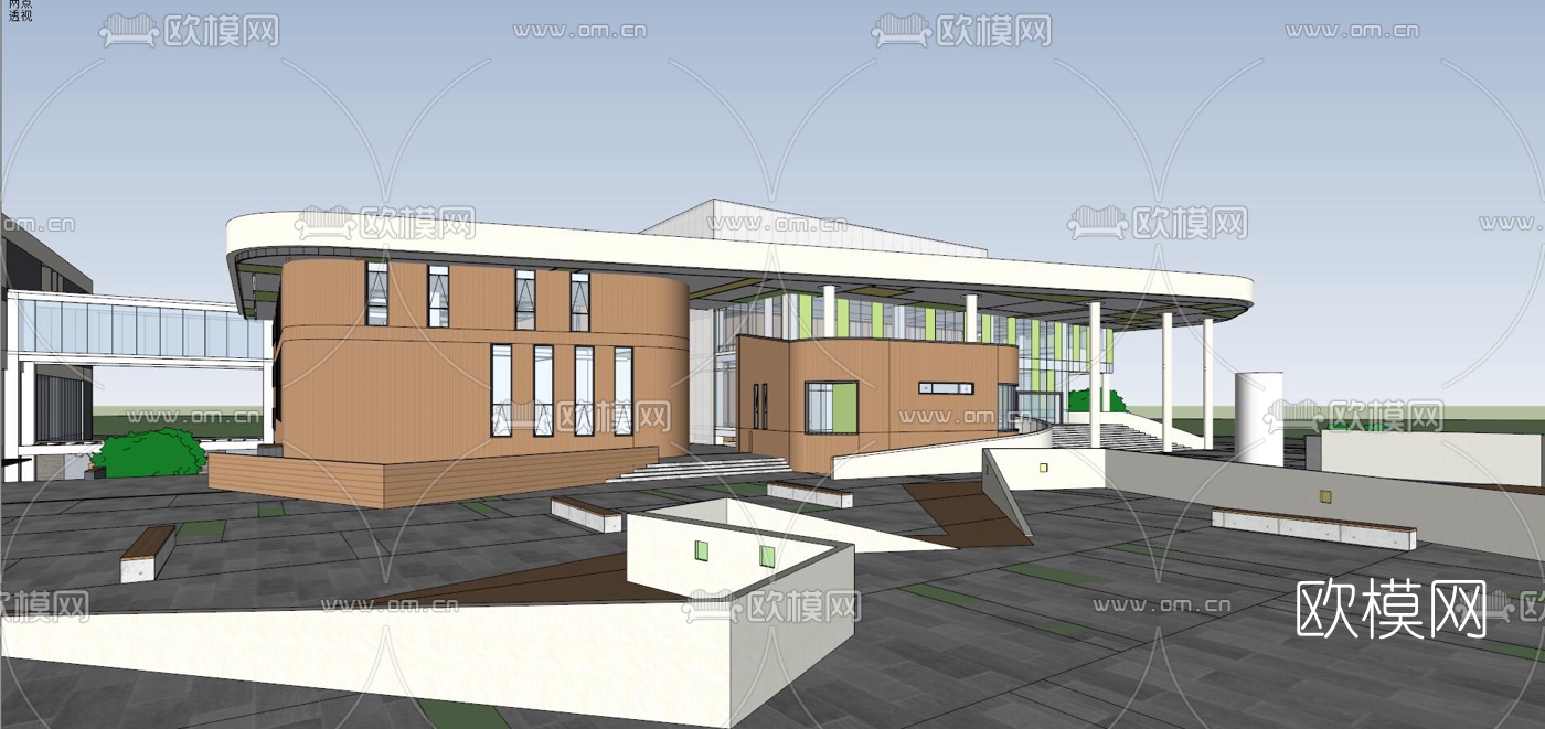 现代学校规划su模型下载（渲染图3）
