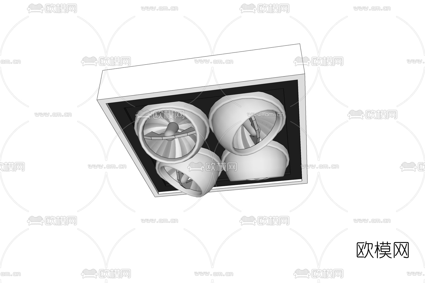 现代方形射灯免费su模型下载