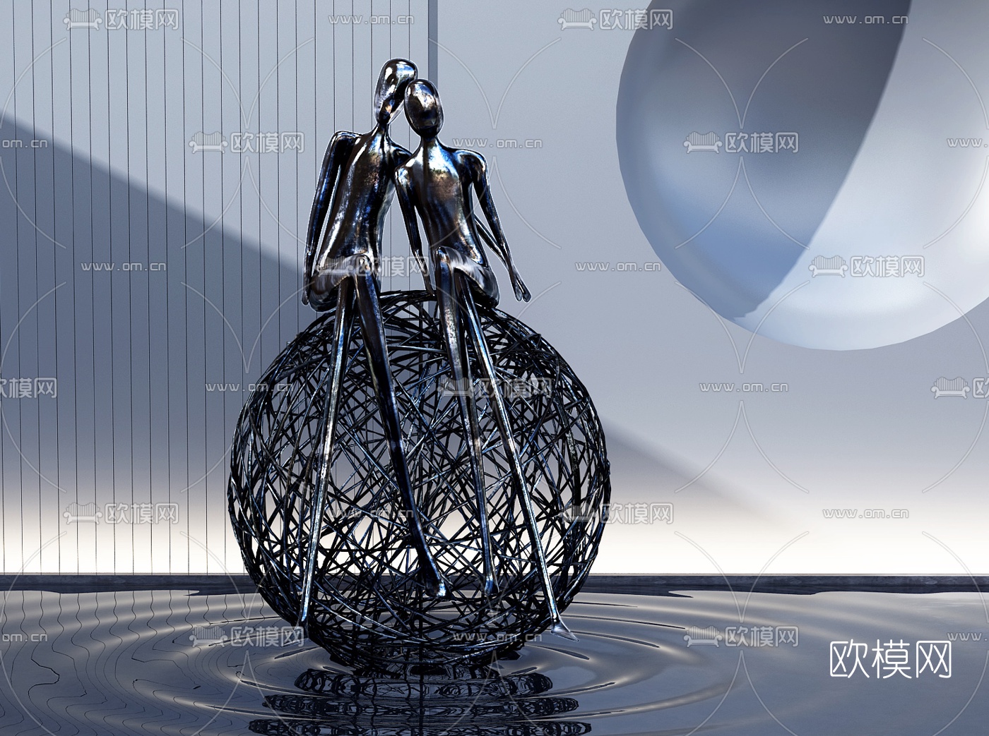 现代抽象人物雕塑3d模型