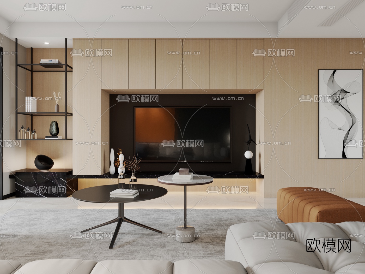 现代轻奢客餐厅3d模型