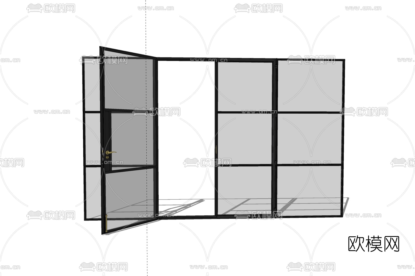 现代铁艺折叠门免费su模型下载