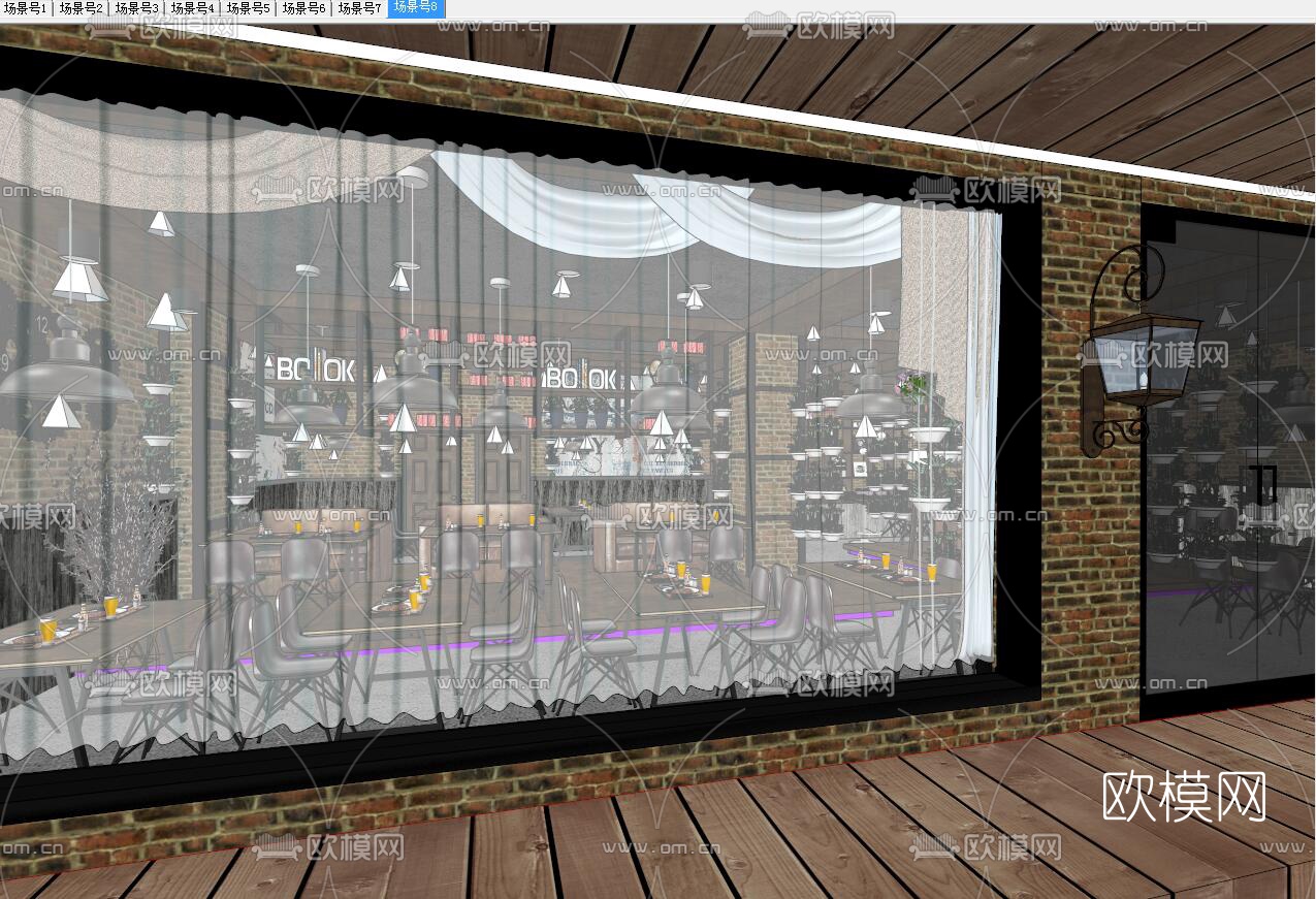 工业风主题餐厅su模型下载（渲染图8）
