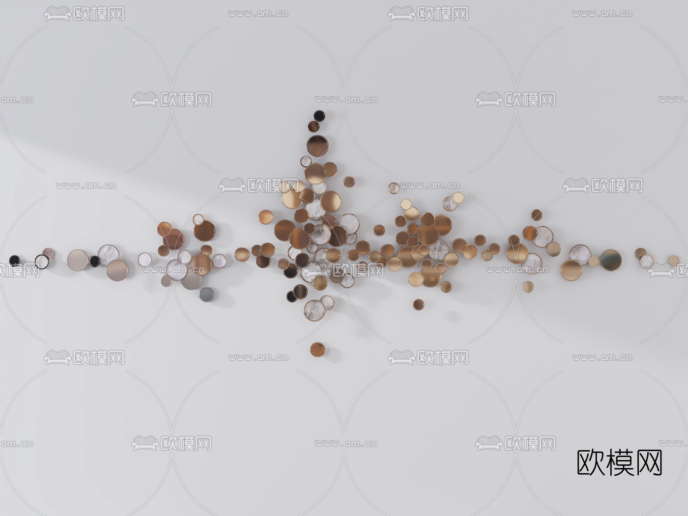 现代金属墙饰挂件3d模型下载（渲染图2）