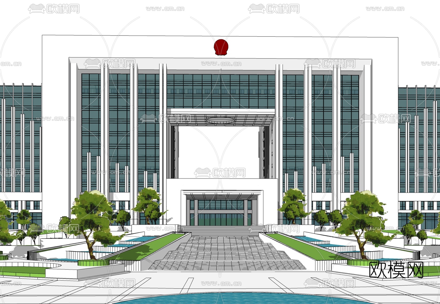 现代党政机关免费su模型下载