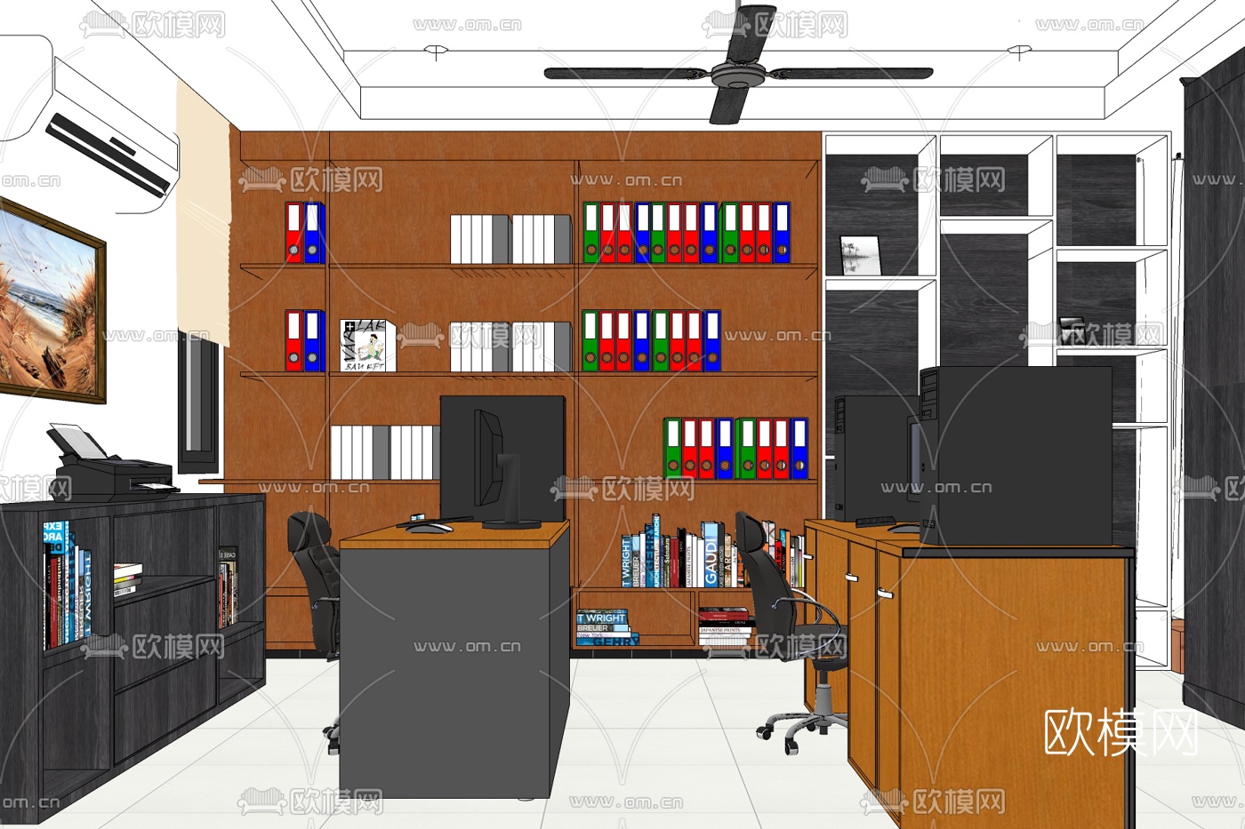 现代办公区免费su模型下载